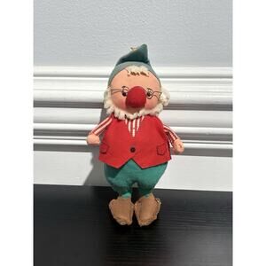 Vintage Fun Farm 8” Christmas Old Man Elf Doll W/Glasses Ornament